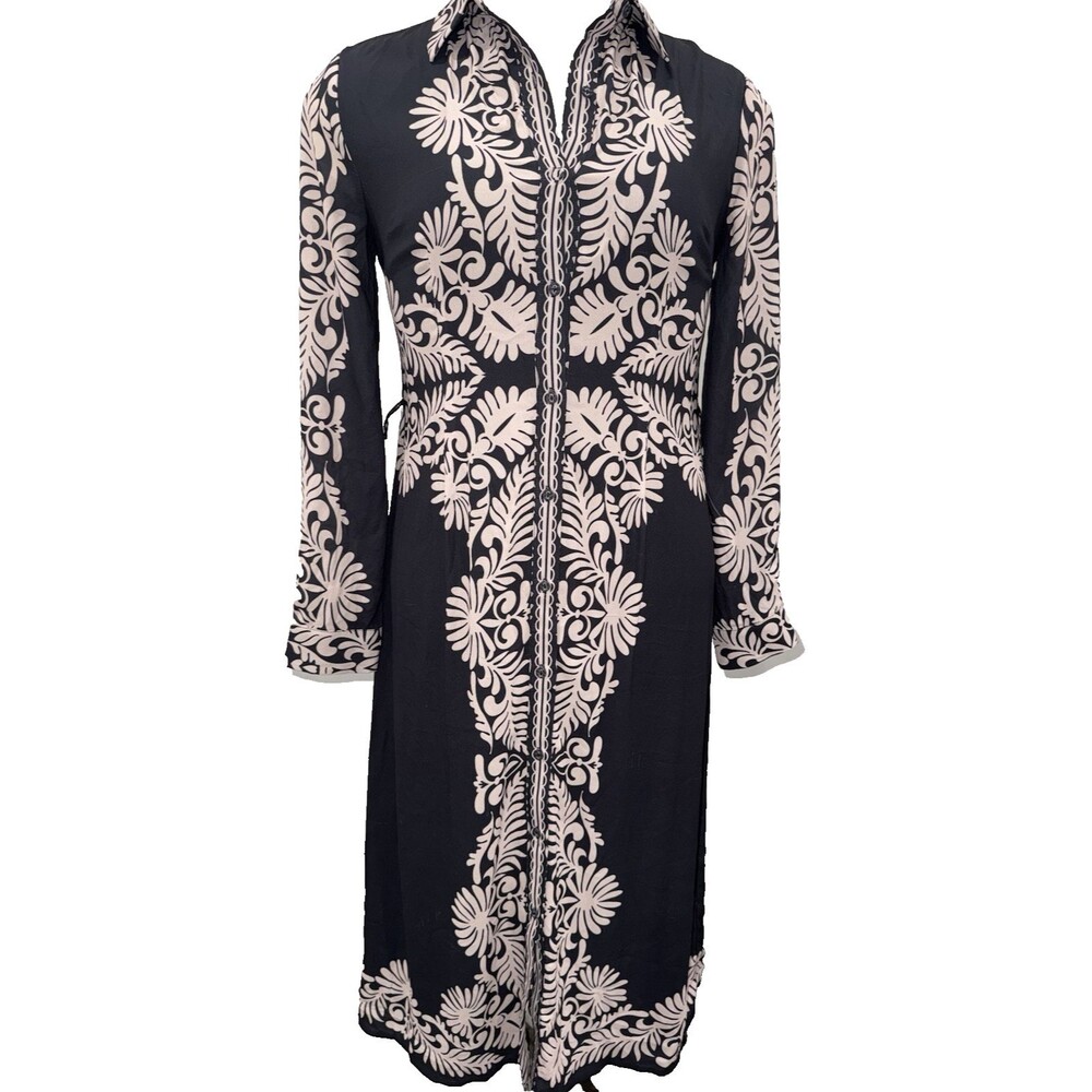 Tahari M Womens Long Sleeve Parisian Paisley  Long Dress